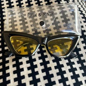 Fifth and ninth cat eye sunglasses with yellow tint lens